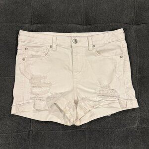 American Eagle White Distressed Denim Shorts – Size 12